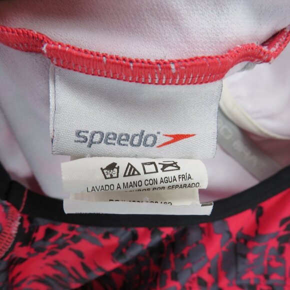 Speedo One Piece Swimsuit Girls 13/14 Racerback Abstract Print Poly Swim‎ Suit - Picture 5 of 10